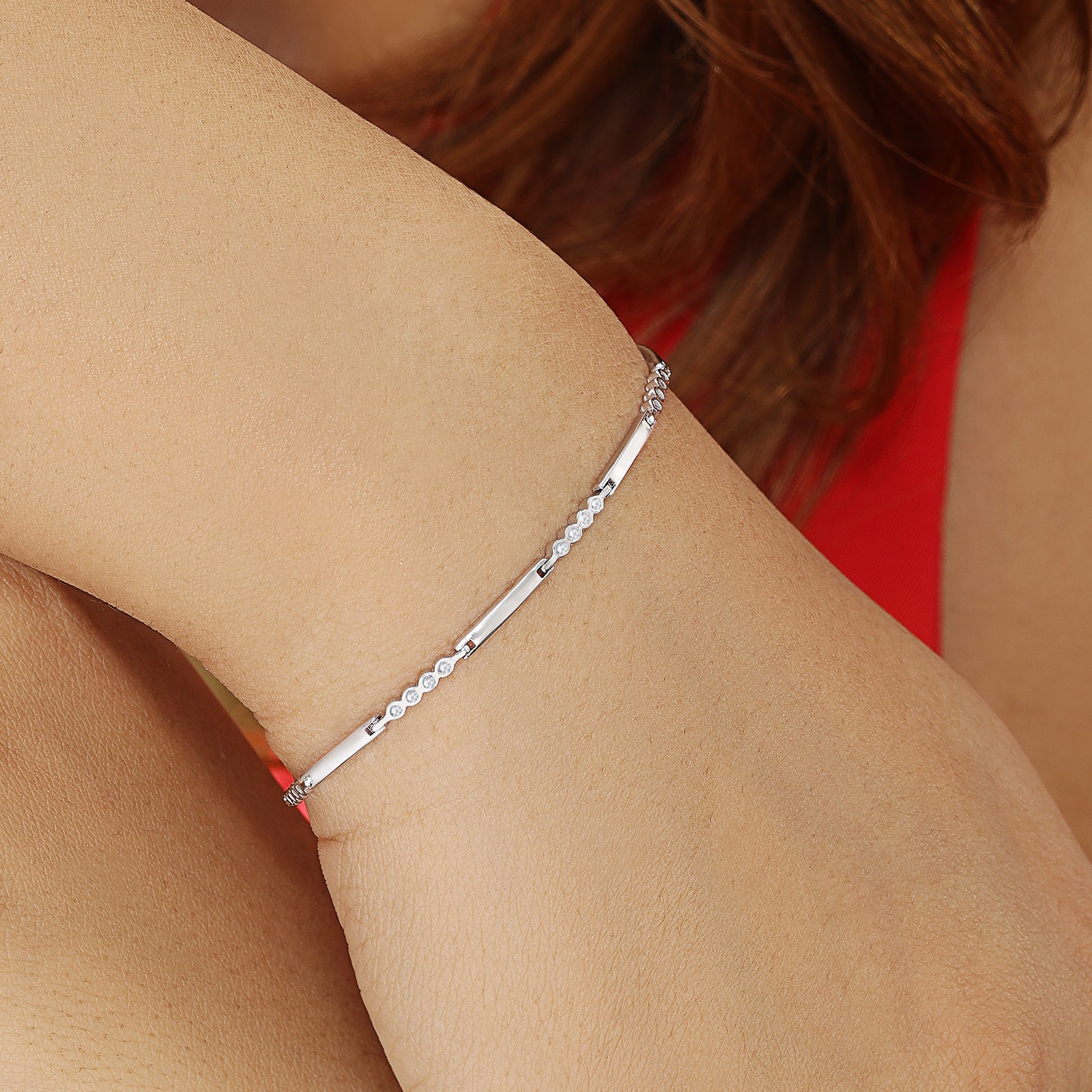 CZ Adjustable Silver Link Chain Bracelet - Tweov Jewels