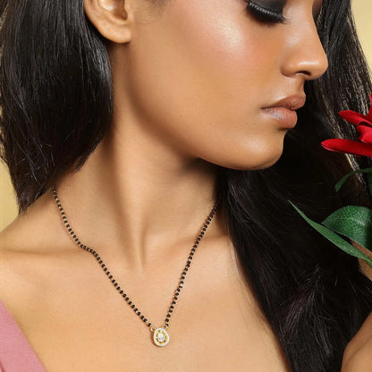 Gold Plated Drop Cut Silver Mangalsutra