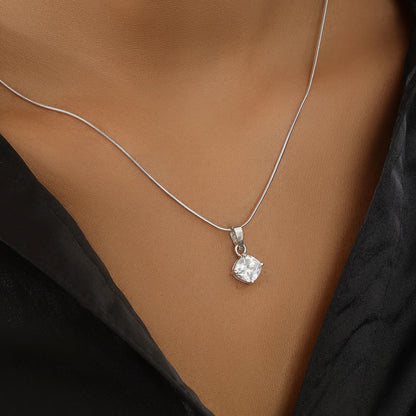 CZ Cushion Cut Pendant Chain for Women