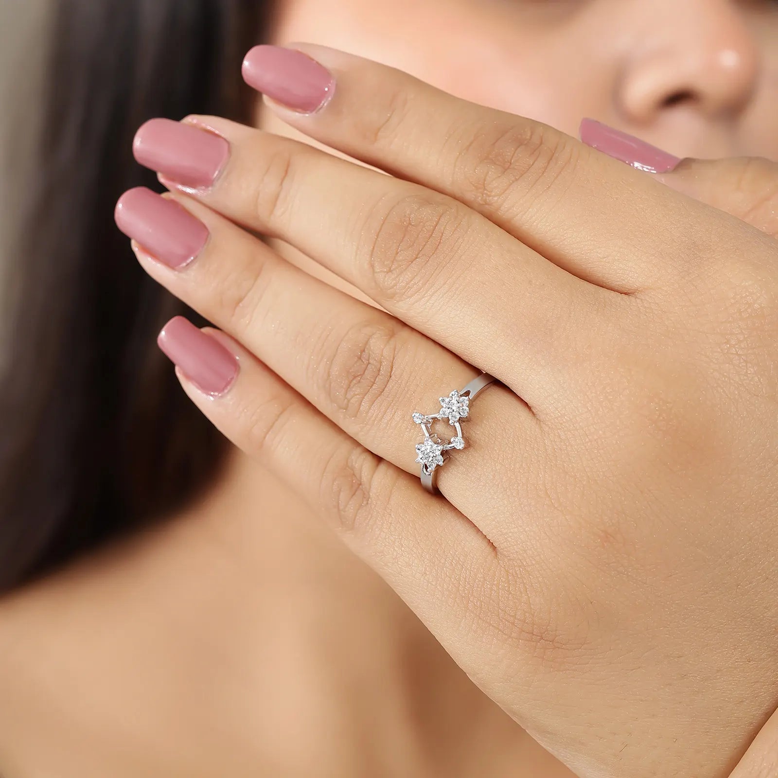 Silver Duo Flower Ring - Tweov Jewels