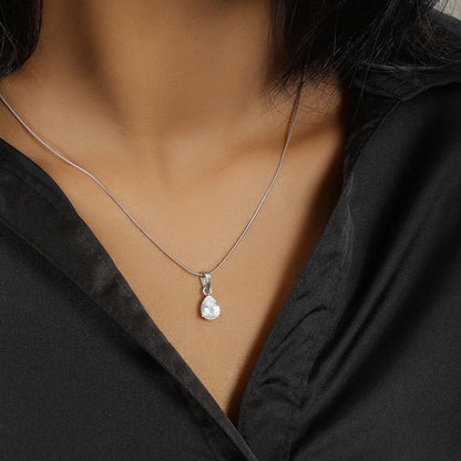 CZ Teardrop Pendant Chain for Women