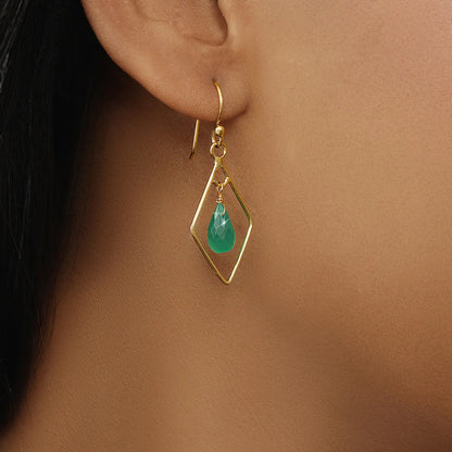 Pure Silver Earrings - Bold Gold Green Garnet - Tweov Jewels