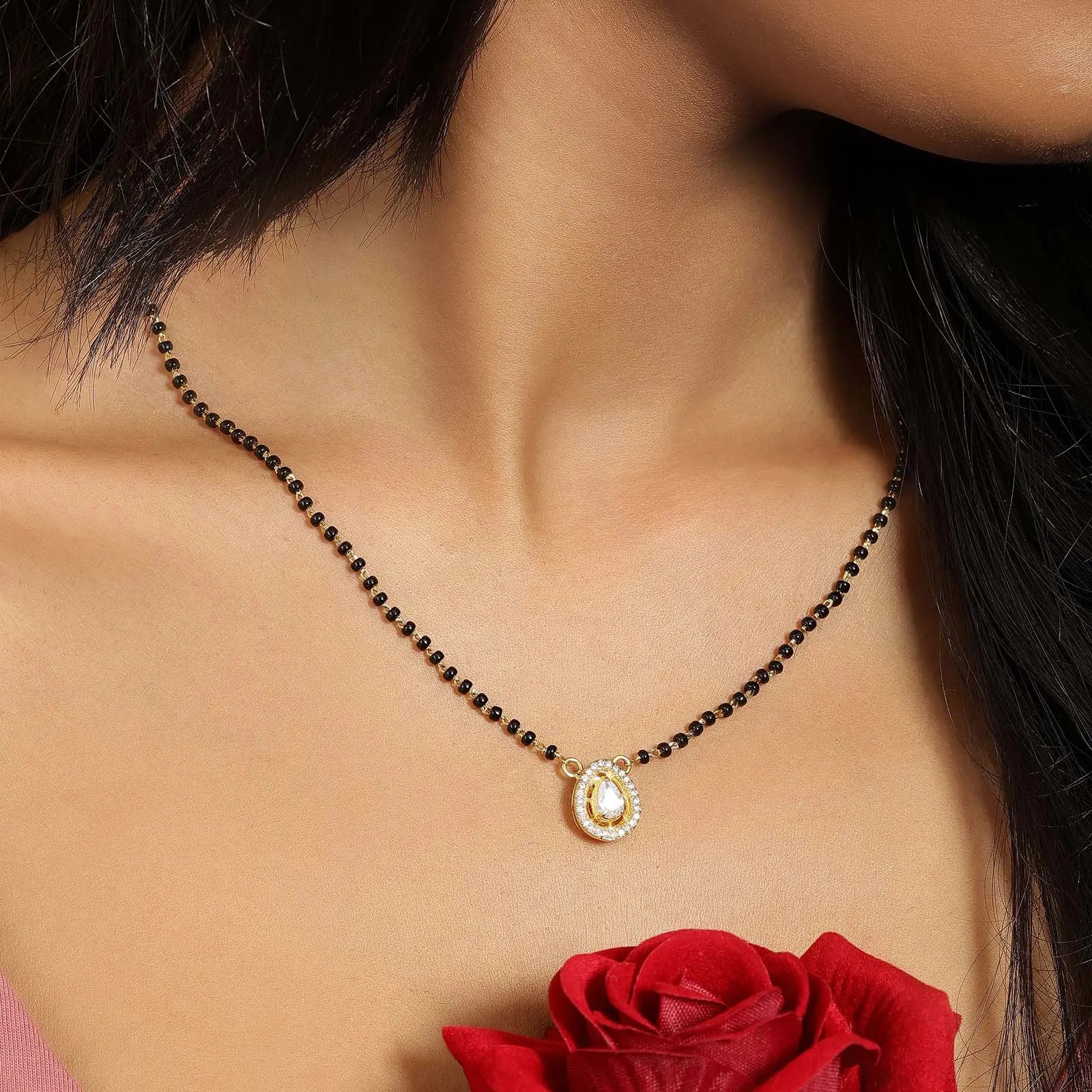 Gold Plated Drop Cut Silver Mangalsutra