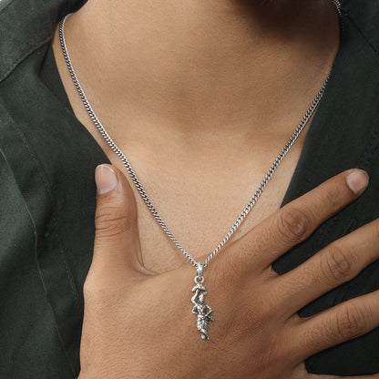 Shri Krishna Silver Pendant with Box Chain