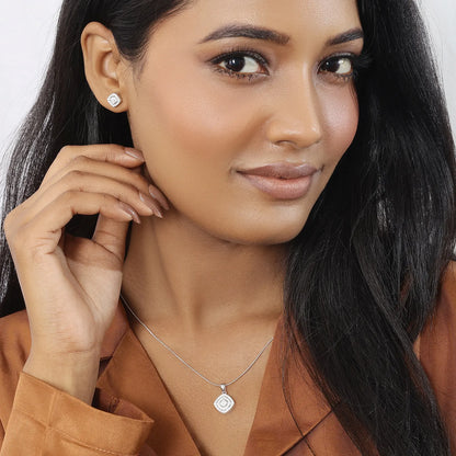 CZ Pendant & Stud Earrings Set for Women