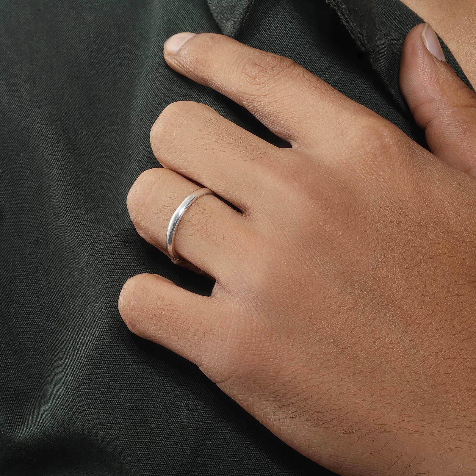 Silver Plain Thin Band Ring