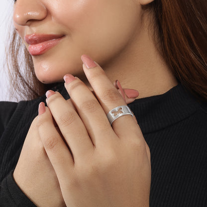 Silver Butterfly Band Ring