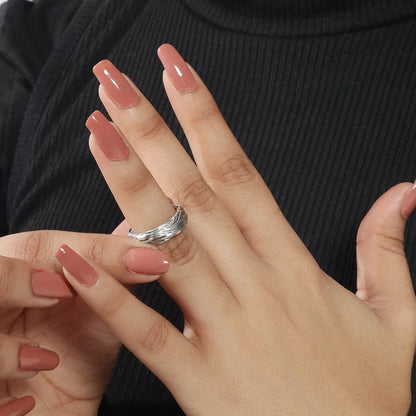 Adjustable Silver Textured Band Ring