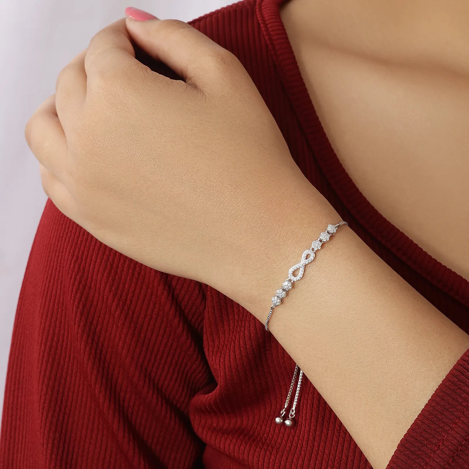 CZ Infinity Silver Bracelet for Women