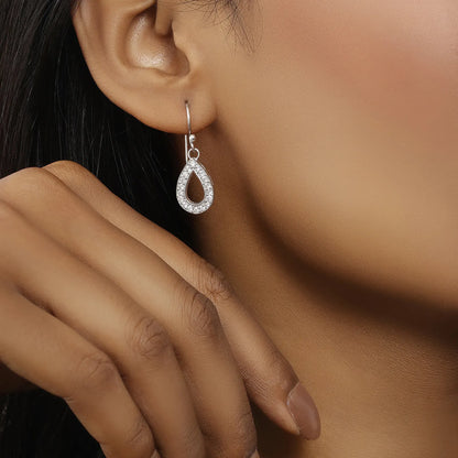 Grand CZ Stone With Silver Finish Earrings - Tweov Jewels