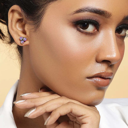 Triangular Topaz Silver Stud Earrings - Tweov Jewels