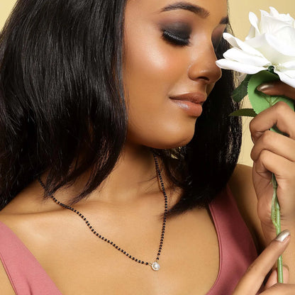 Silver Round Solitaire CZ Mangalsutra