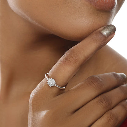 Silver Minimal Floral Ring - Tweov Jewels