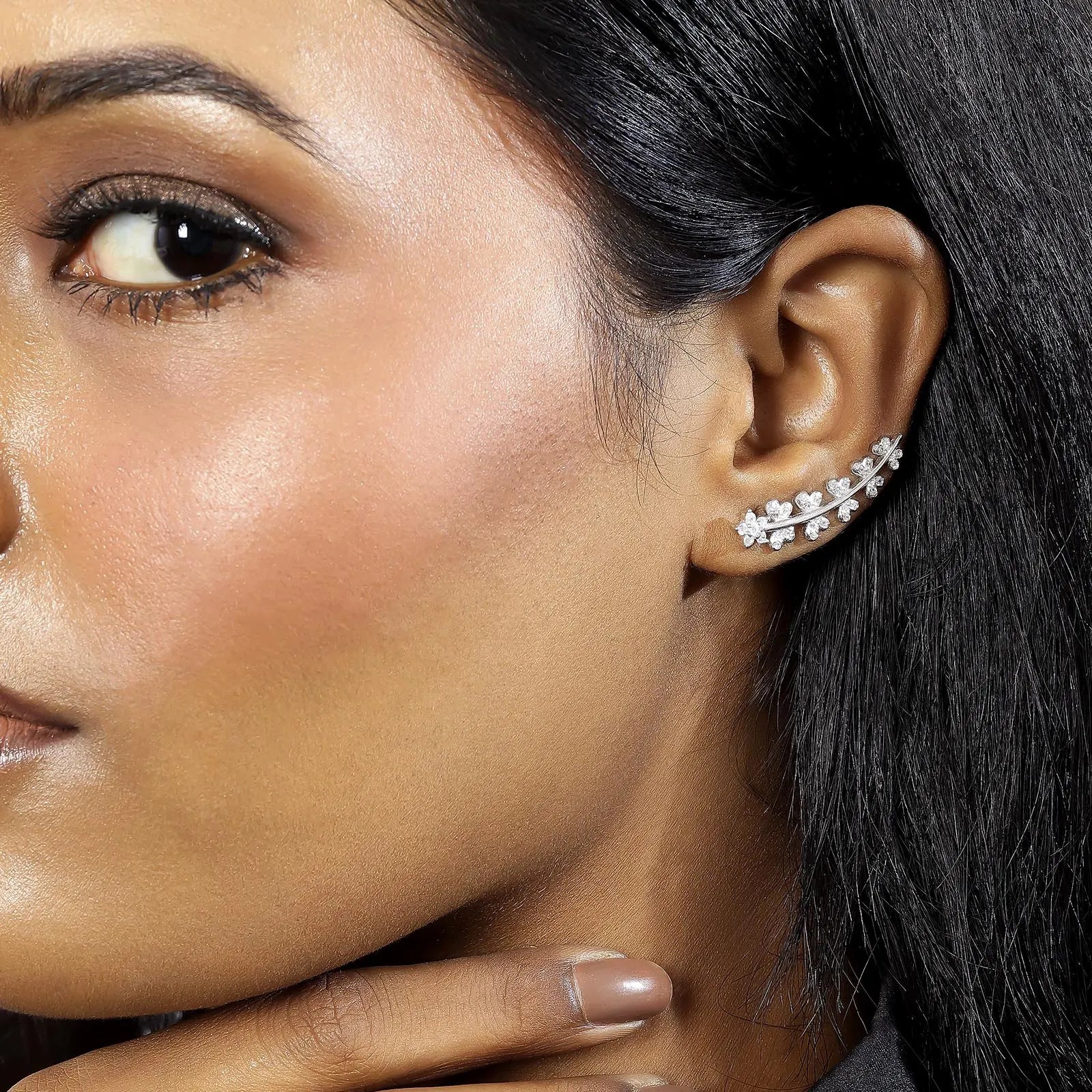 White Butterfly Silver Cuff Earrings - Tweov Jewels