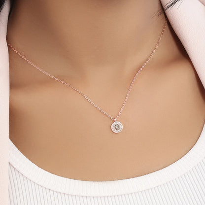 Rose Gold Plated Sea Green Stone Studded Chain Pendant