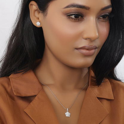 CZ Pendant Necklace & Earrings Set for Women