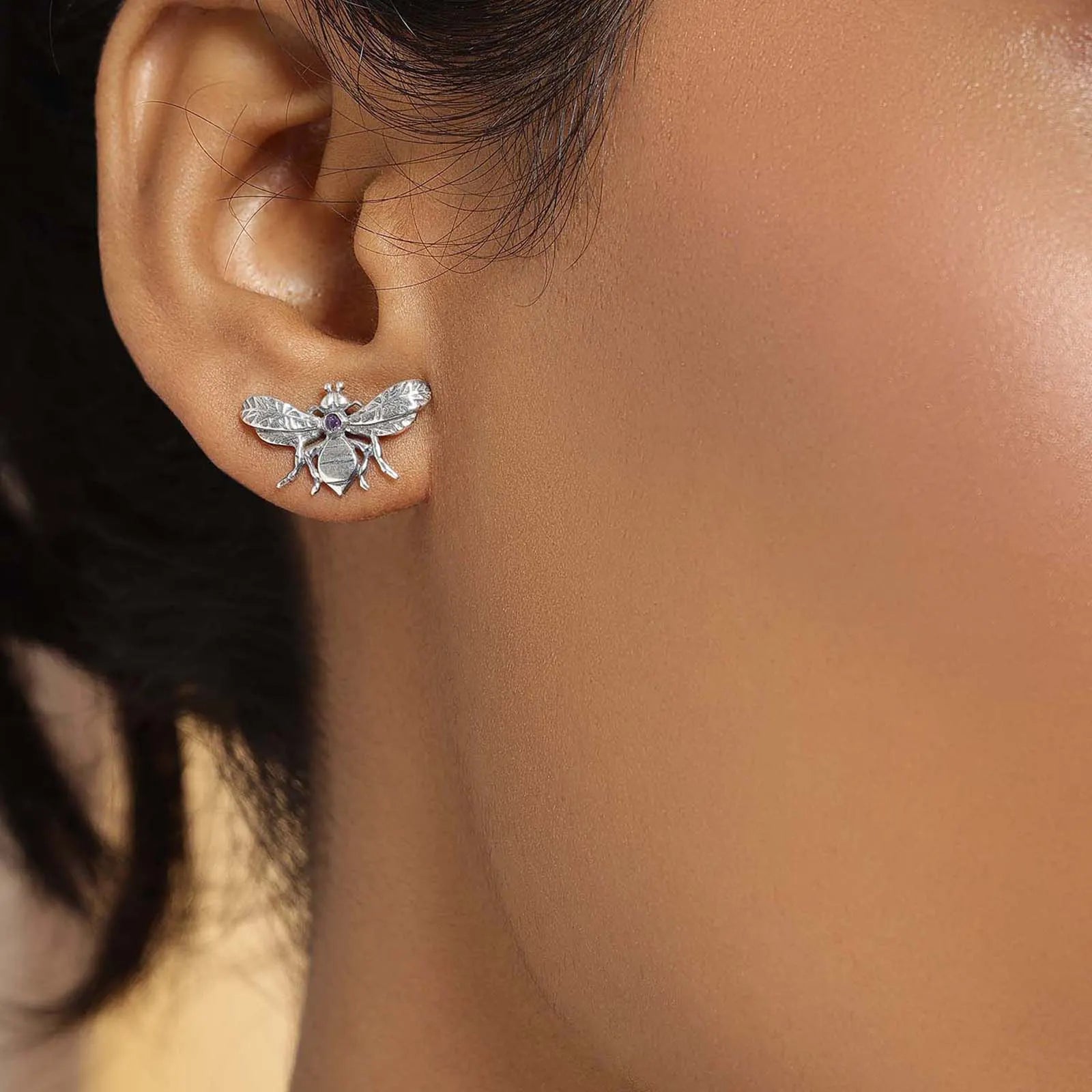 Bee Silver Stud Earrings - Tweov Jewels