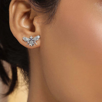 Bee Silver Stud Earrings - Tweov Jewels