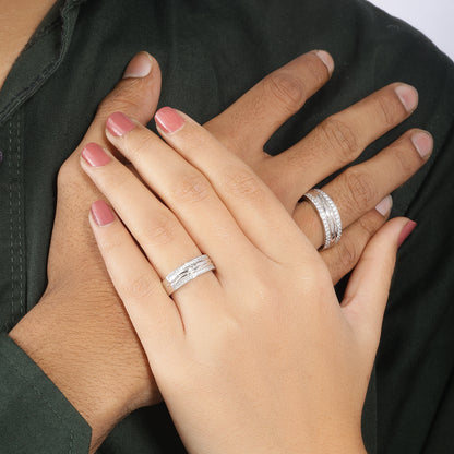 Dual Layered CZ Silver Ring for Men