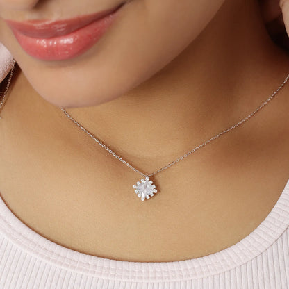 Radiant Square Halo Pendant Necklace