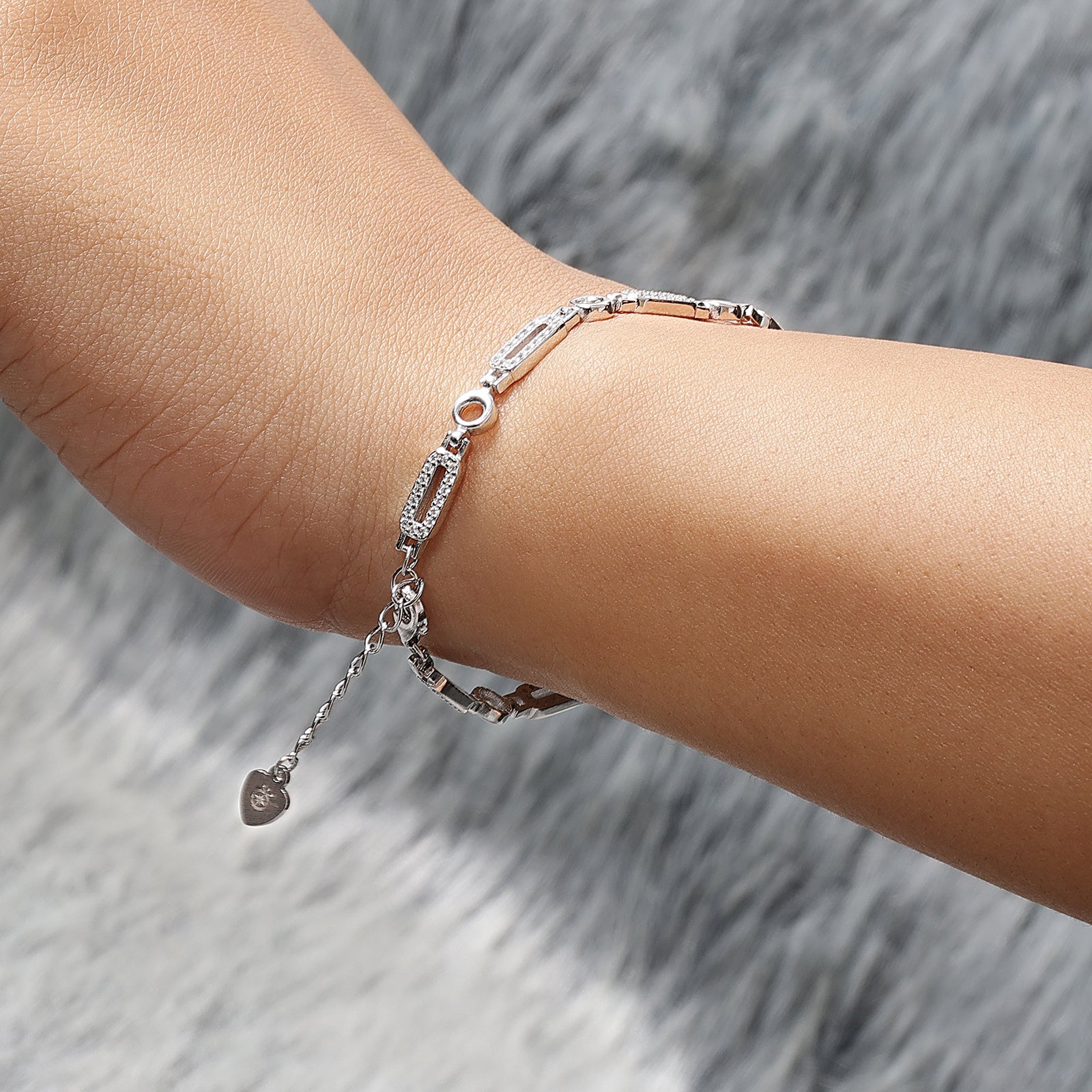 CZ Silver Link Chain Bracelet - Tweov Jewels
