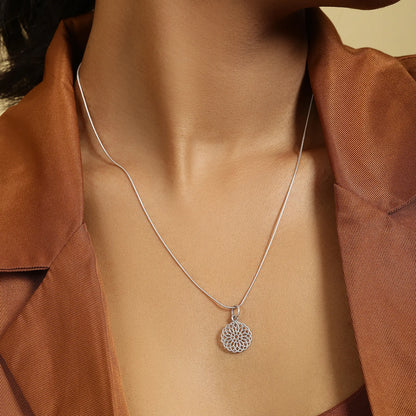 Floral Mandala Design Silver Pendant - Tweov Jewels