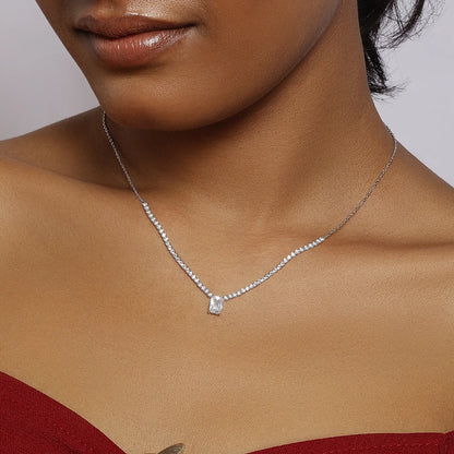 Solitaire Silver Tennis Necklace - Tweov Jewels