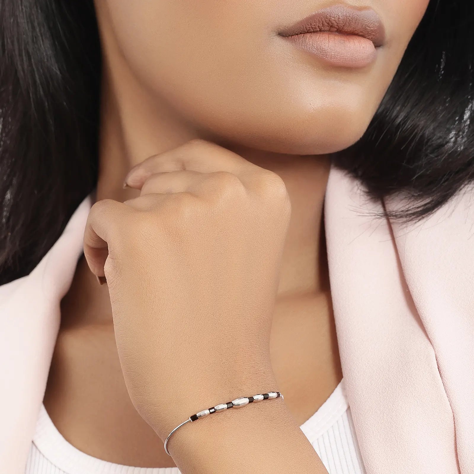 Beaded Silver Chain Bracelet - Tweov Jewels