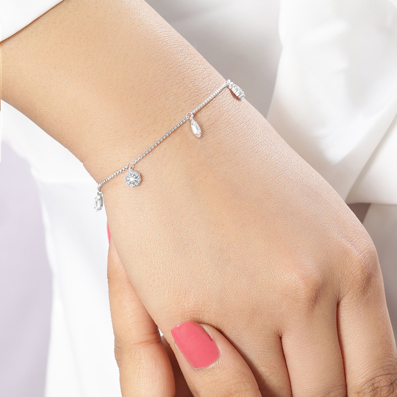 Silver Floral Leaf Bracelet