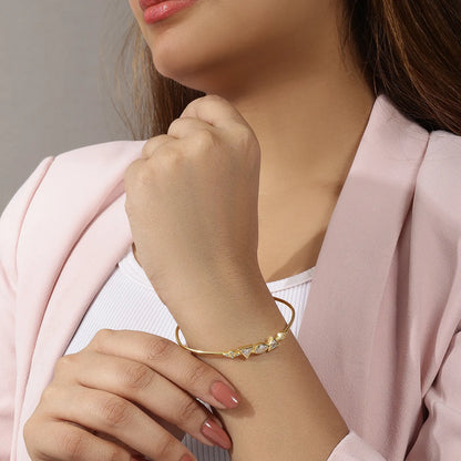 Gold Plated Multi-Cut Diamond Studded Silver Bracelet