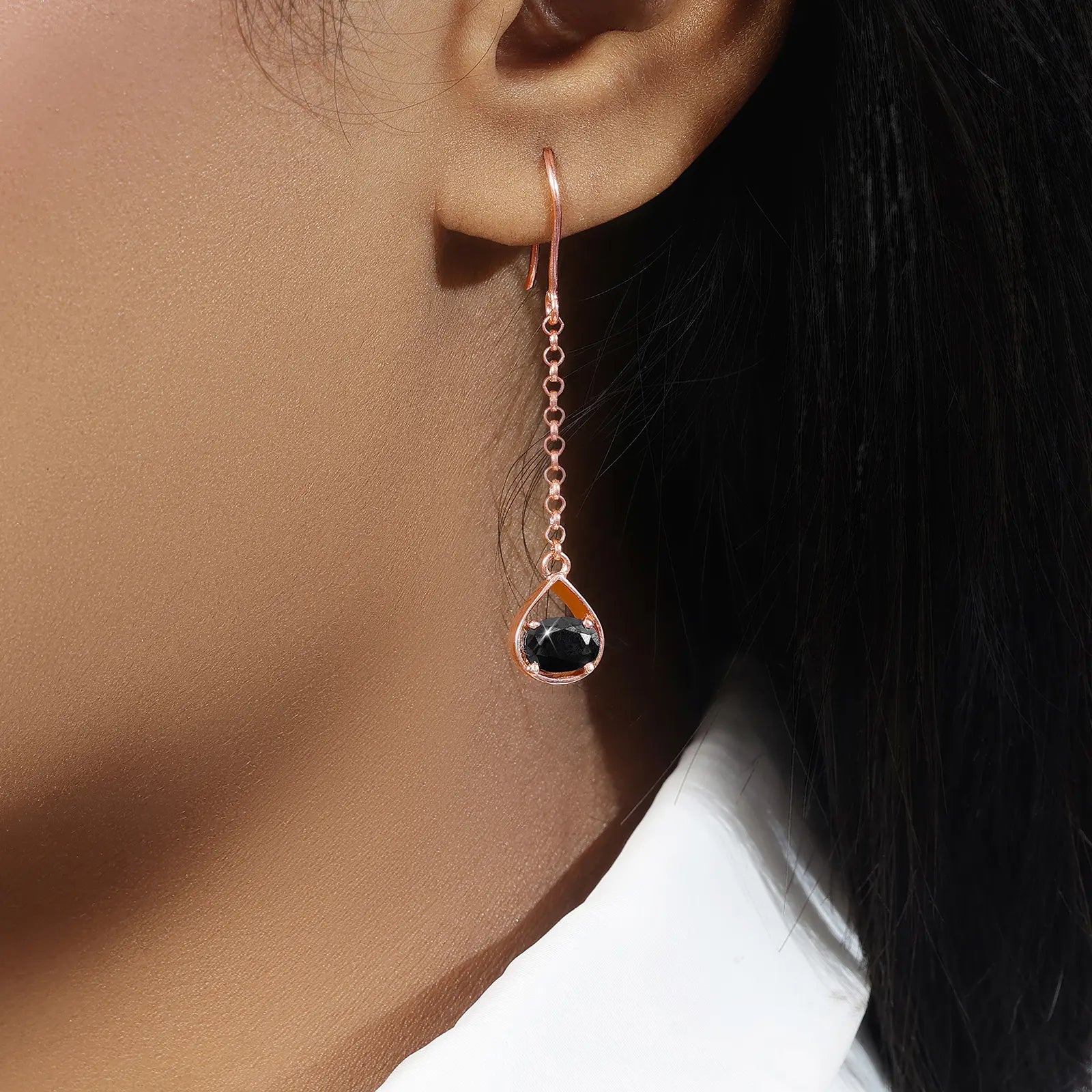 Shimmering Rose Gold Onyx Earrings - Tweov Jewels