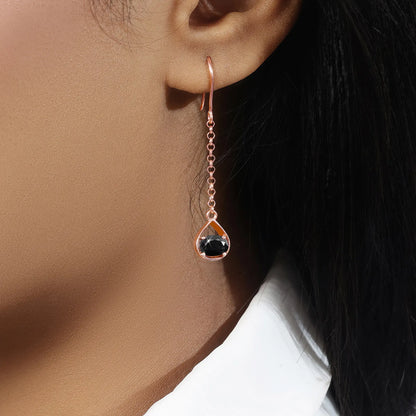 Shimmering Rose Gold Onyx Earrings - Tweov Jewels
