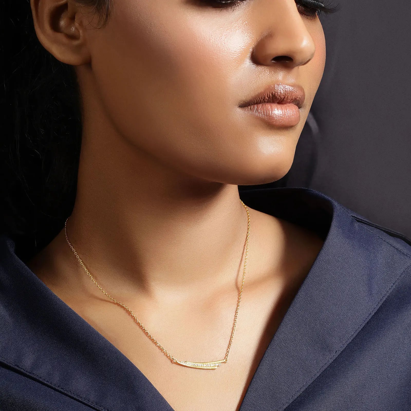 Gold Plated Double Bar Silver Necklace - Tweov Jewels