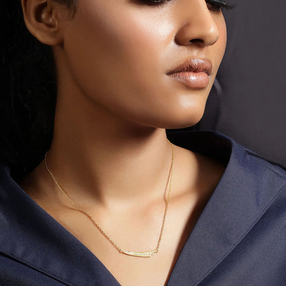 Gold Plated Double Bar Silver Necklace - Tweov Jewels