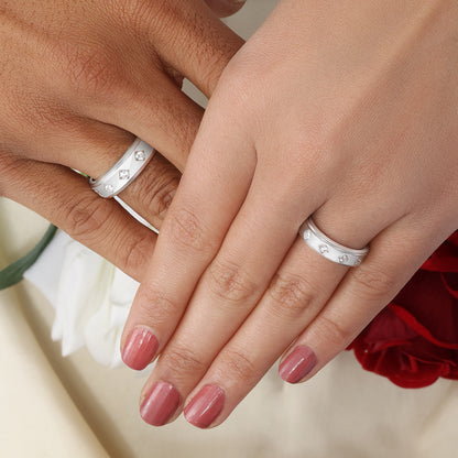 Facet Frame Couple Rings for Men & Women – 925 Sterling Silver Rhodium Plated