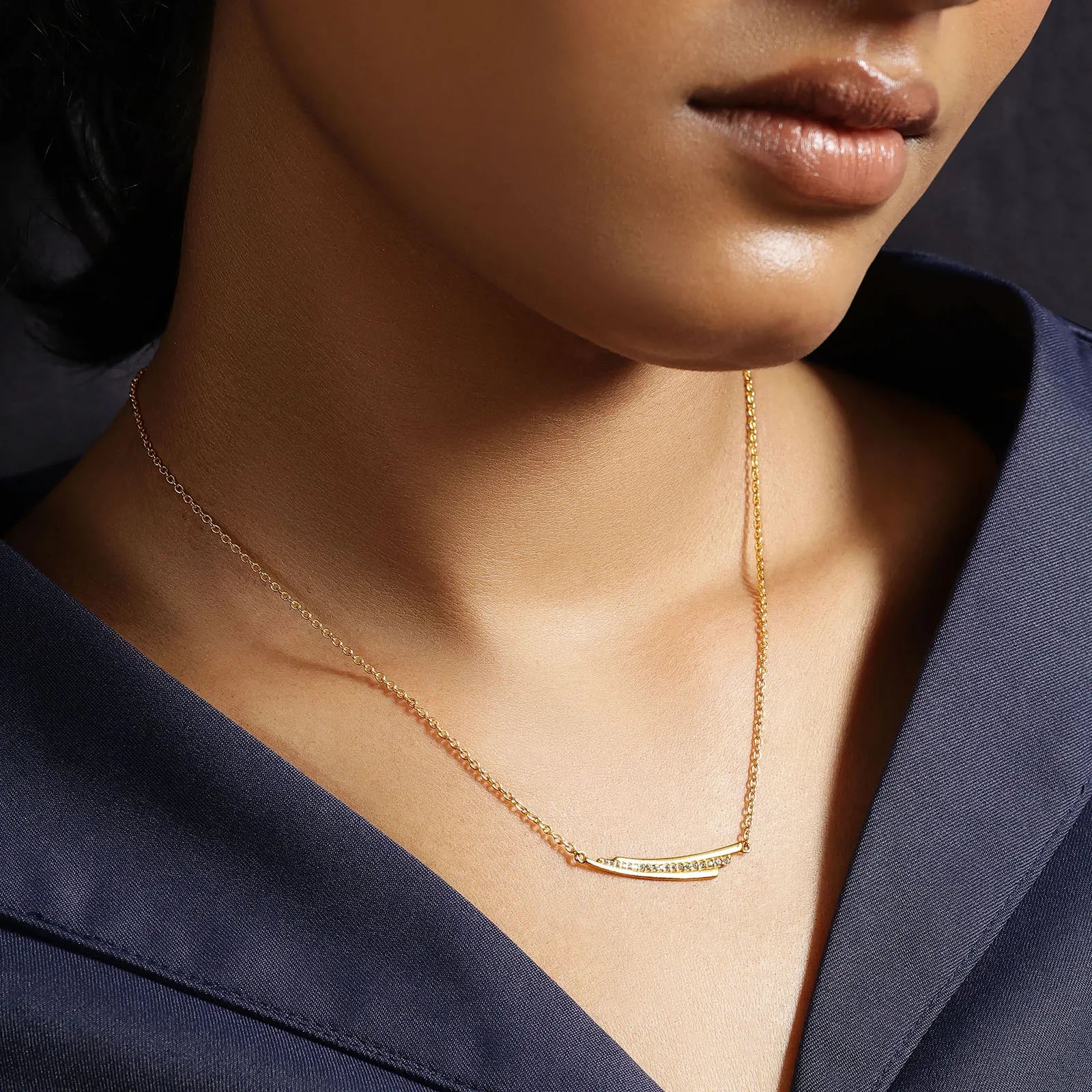 Gold Plated Double Bar Silver Necklace - Tweov Jewels