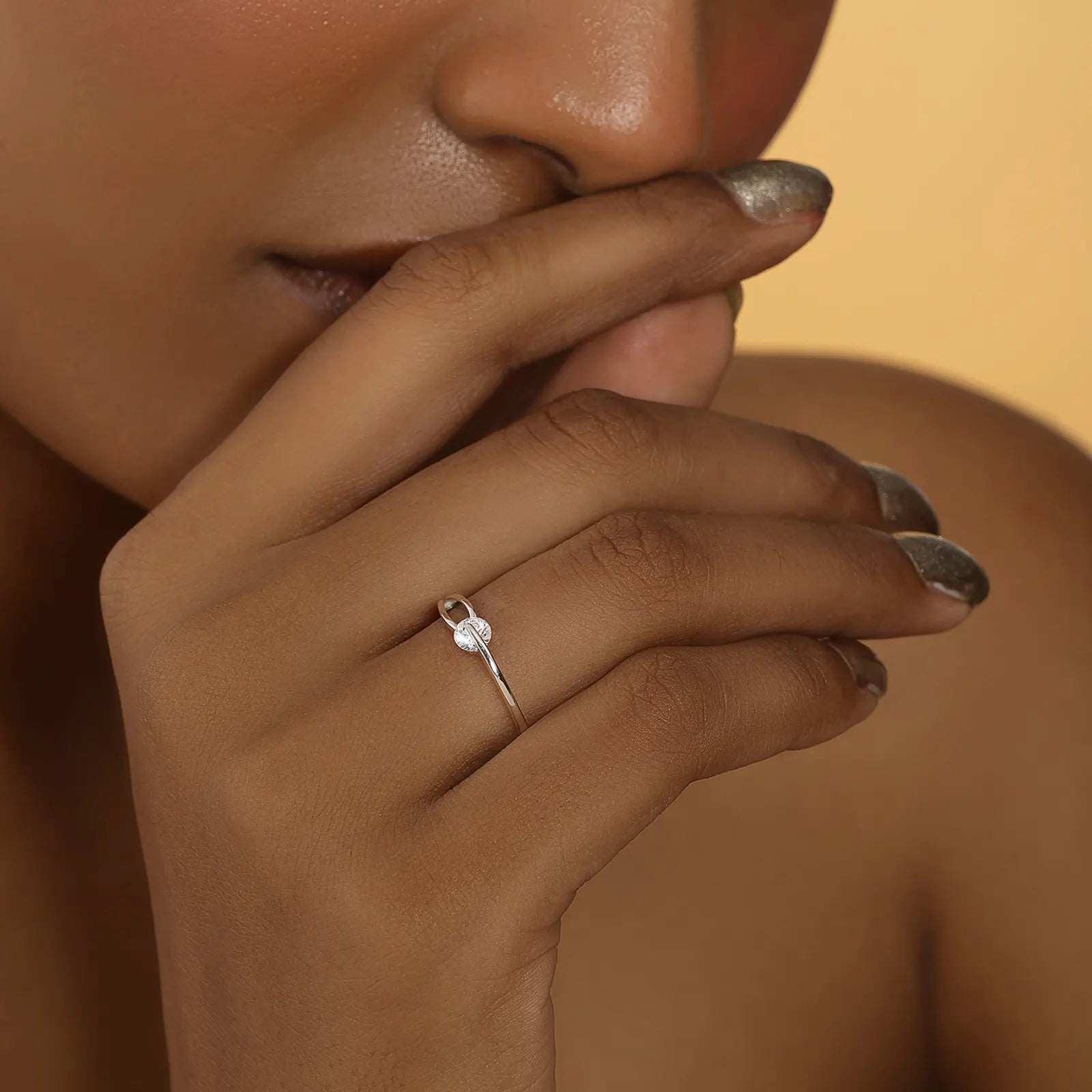 Silver CZ Twist Solitaire Ring - Tweov Jewels