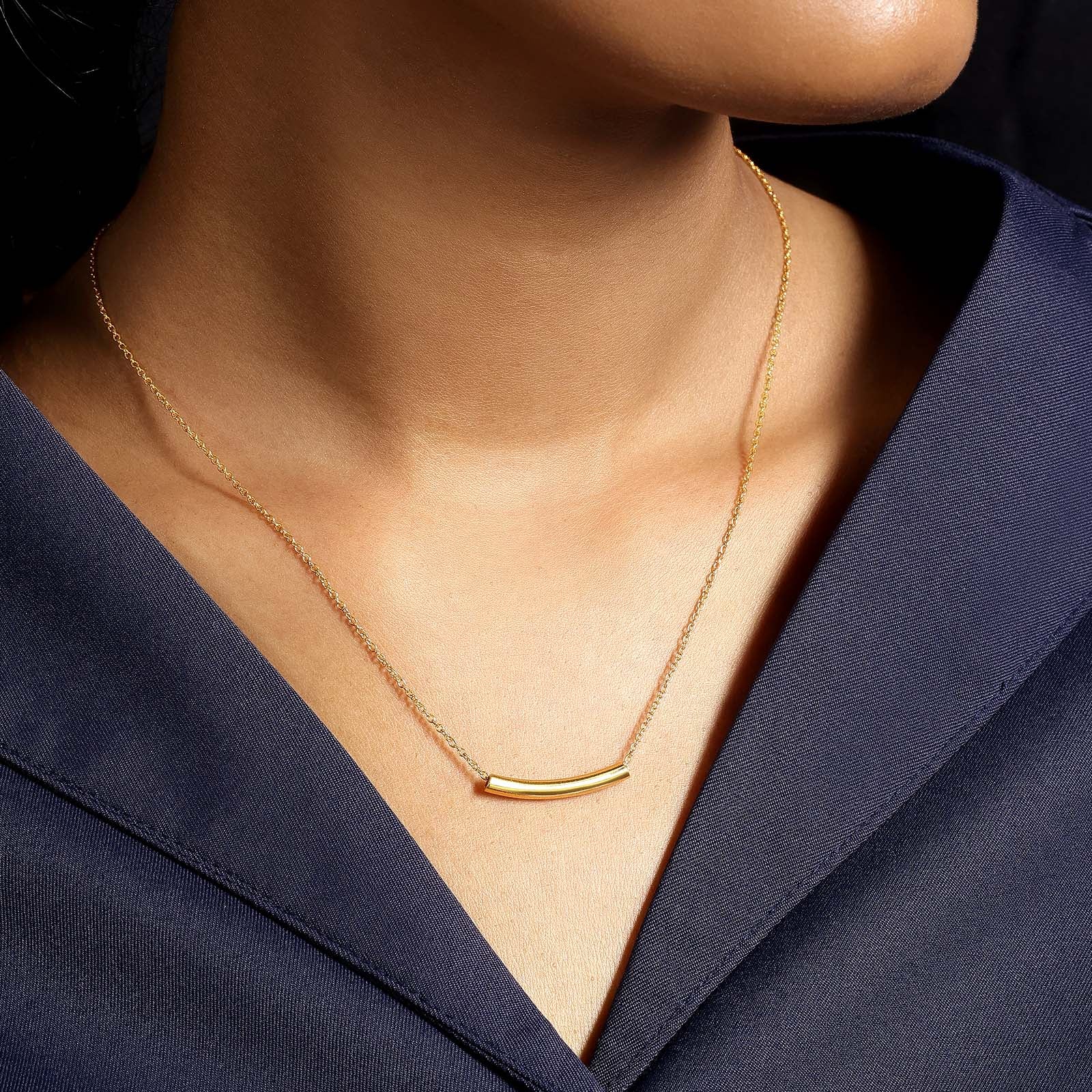 Pure 925 Silver Necklace - Elegant Gold Plated String Chain - Tweov Jewels