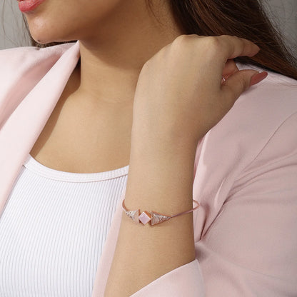 Rose Gold Pink Designer Silver Cuff Bracelet