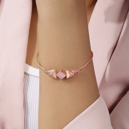 Rose Gold Pink Designer Silver Cuff Bracelet