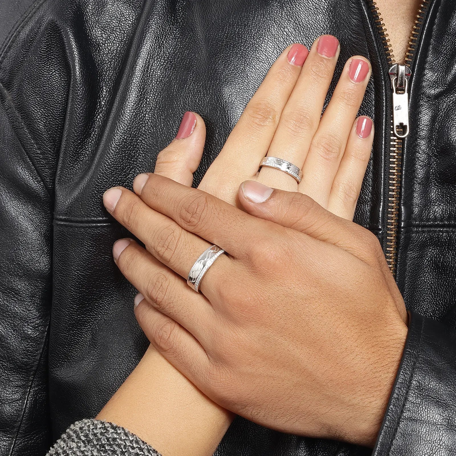 Wave & Braid Band Ring for Men & Women – 925 Sterling Silver Rhodium Plated