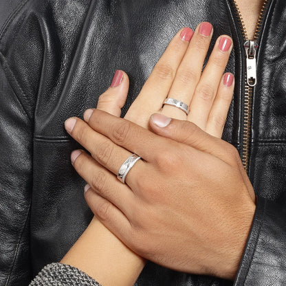 Wave & Braid Band Ring for Men & Women – 925 Sterling Silver Rhodium Plated