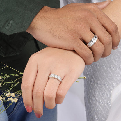 Lattice Bond Couple Rings for Men & Women – 925 Sterling Silver Rhodium Plated