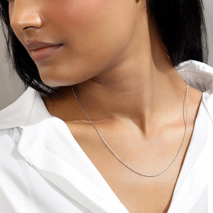 Long Ball Beaded Silver Chain