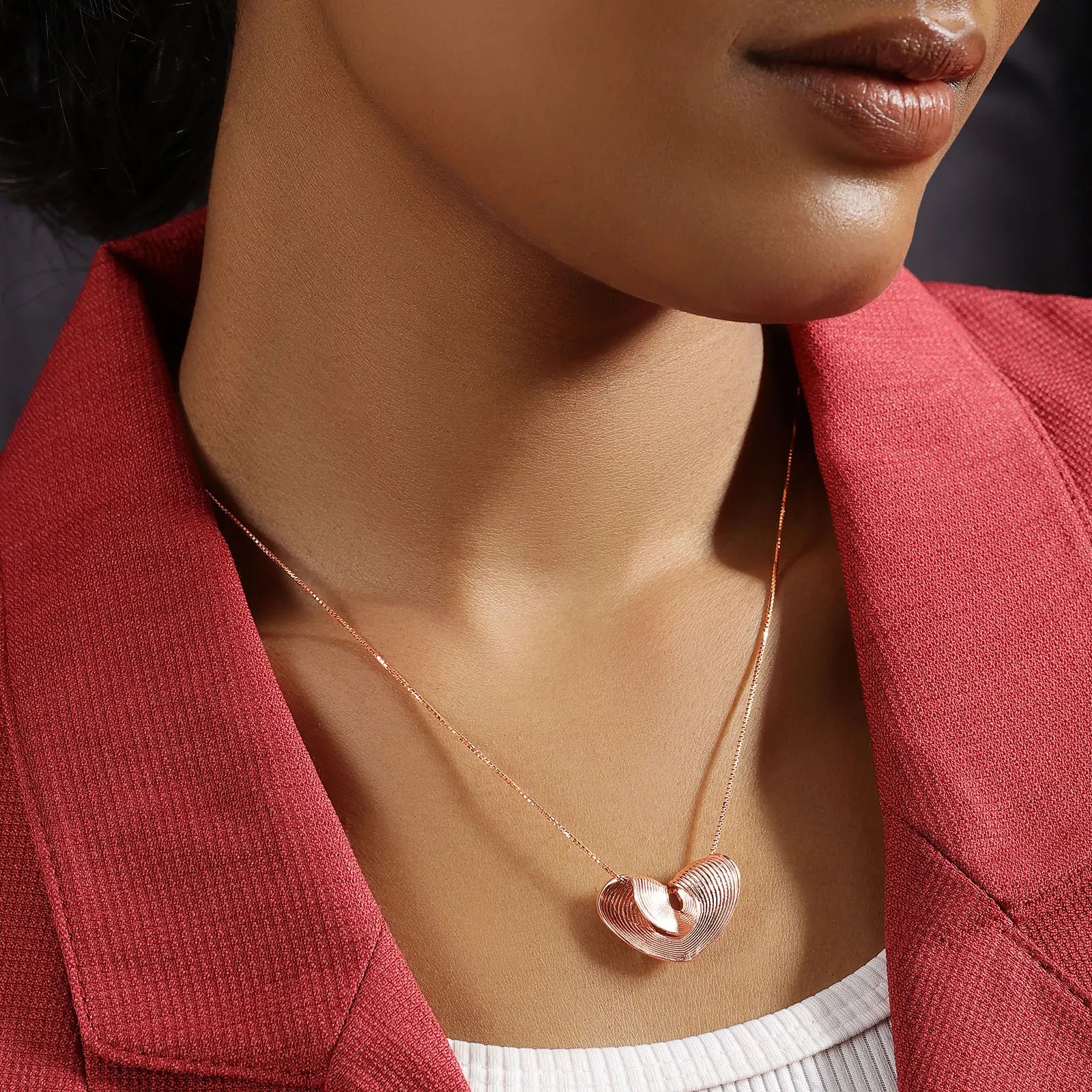 Rose Gold Plated 925 Sterling Silver Heart Pendant