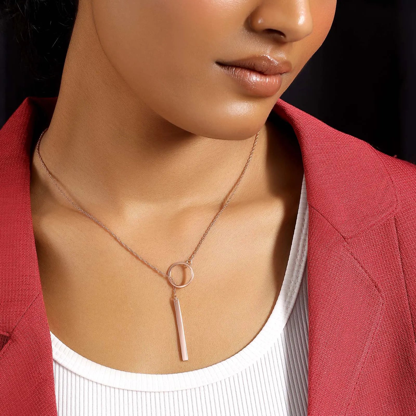 Rose Gold Silver Lariat Bar Chain - Tweov Jewels