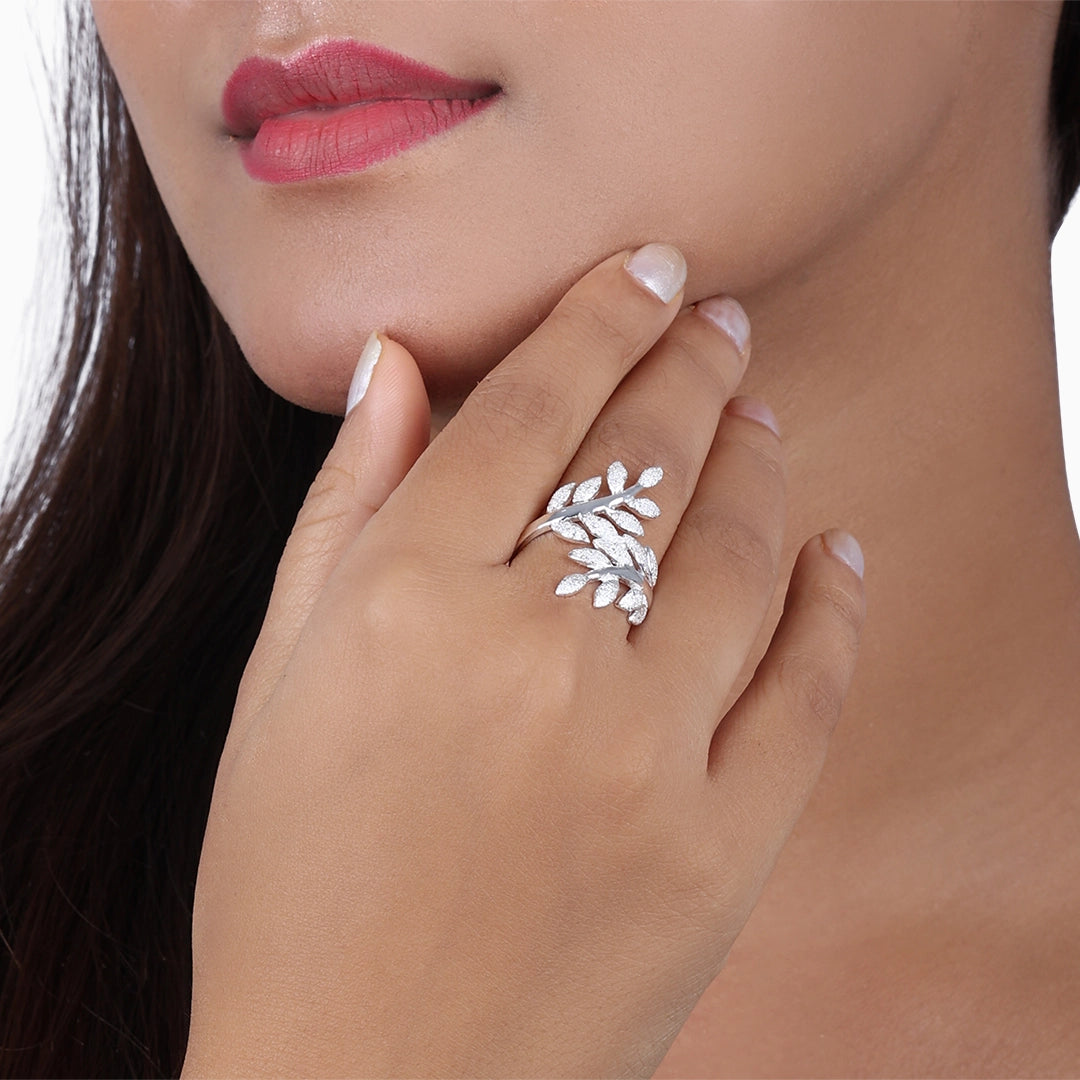Pure 925 Silver Ring - Leafy Nature Design - Tweov Jewels