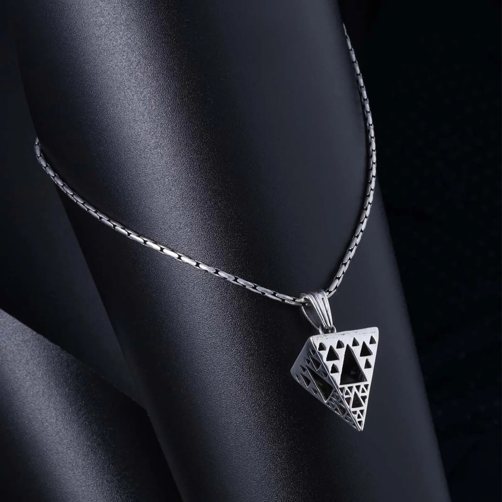 Pyramid Design Triangle Silver Pendant - Tweov Jewels