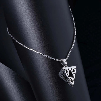 Pyramid Design Triangle Silver Pendant - Tweov Jewels
