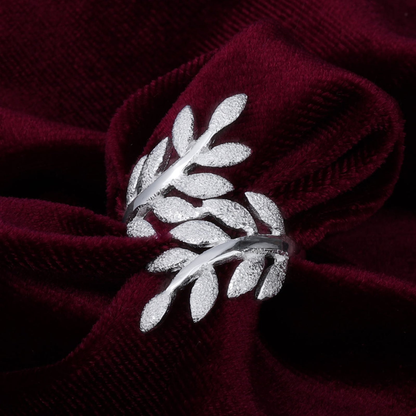 Silver Simple Leaf Branch Silver Ring